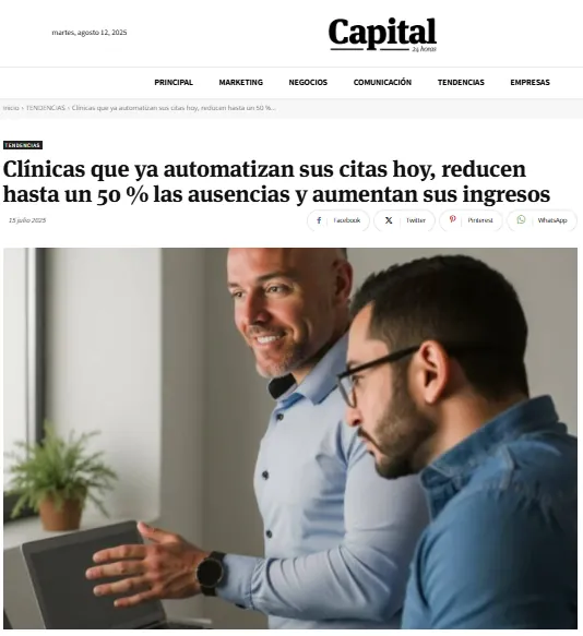 Noticia de Capital 24h sobre la experiencia de Rubén Bel con clínicas que pierden menos citas