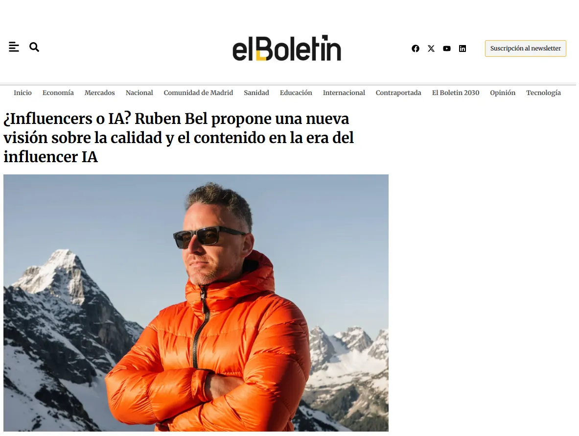 El Boletín: captura del artículo «¿Influencers o IA?» sobre la calidad del contenido