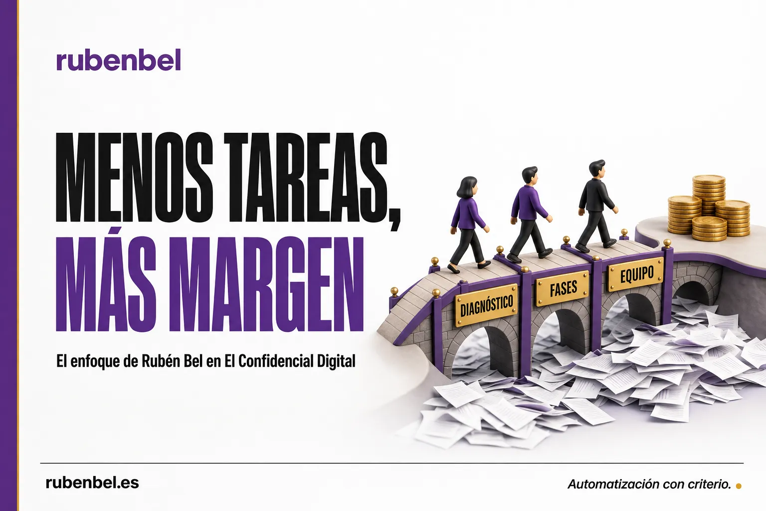 Maqueta de un puente de diagnóstico, fases y equipo hacia más margen: el enfoque de Rubén Bel en El Confidencial Digital