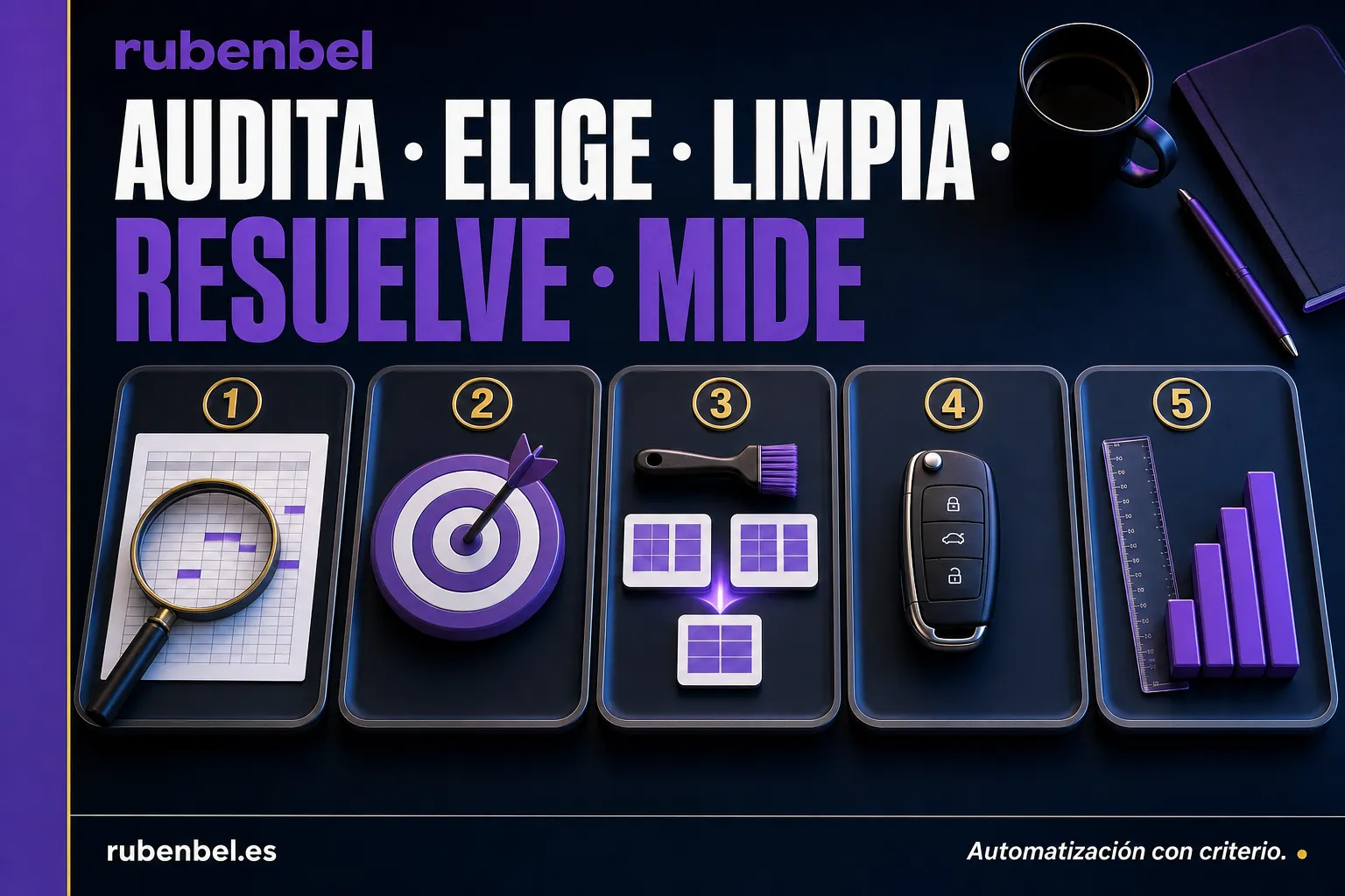 Plan de 5 pasos para preparar los datos para la IA: auditar, elegir un problema, limpiar, elegir una solución práctica y medir